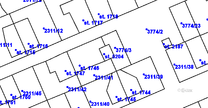 Parcela st. 5204 v KÚ Dvůr Králové nad Labem, Katastrální mapa