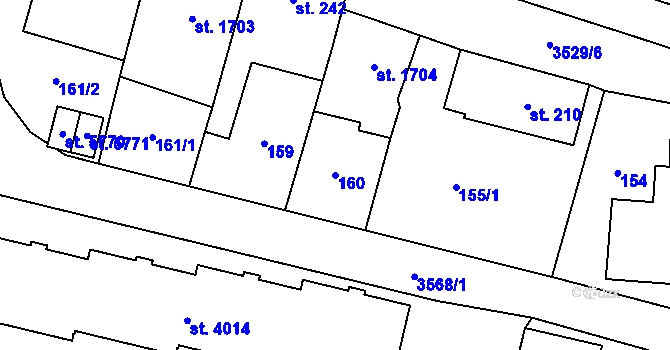 Parcela st. 160 v KÚ Dvůr Králové nad Labem, Katastrální mapa