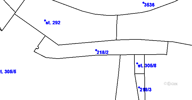 Parcela st. 218/2 v KÚ Dvůr Králové nad Labem, Katastrální mapa