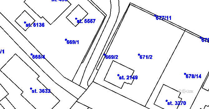 Parcela st. 669/2 v KÚ Dvůr Králové nad Labem, Katastrální mapa