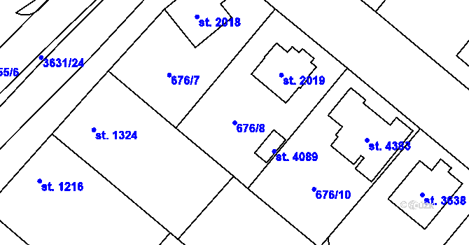 Parcela st. 676/8 v KÚ Dvůr Králové nad Labem, Katastrální mapa