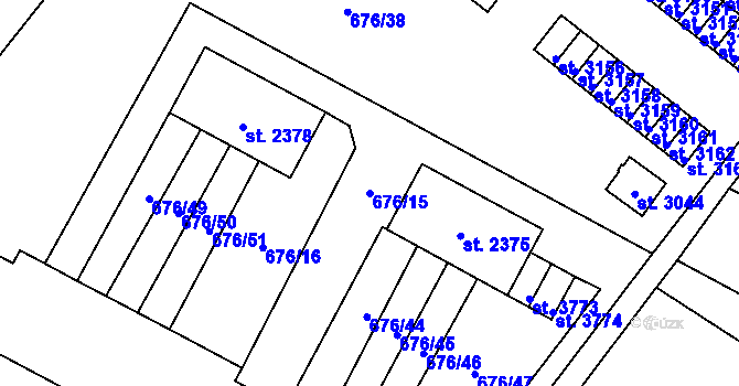 Parcela st. 676/15 v KÚ Dvůr Králové nad Labem, Katastrální mapa