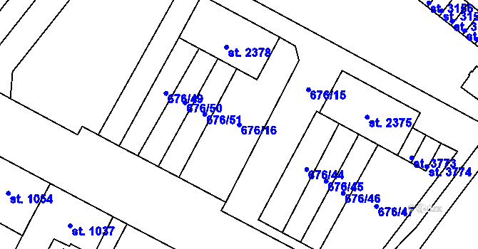 Parcela st. 676/16 v KÚ Dvůr Králové nad Labem, Katastrální mapa