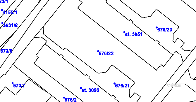 Parcela st. 676/22 v KÚ Dvůr Králové nad Labem, Katastrální mapa