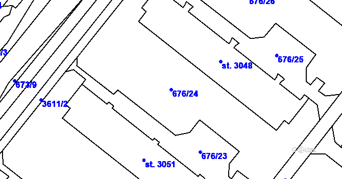Parcela st. 676/24 v KÚ Dvůr Králové nad Labem, Katastrální mapa