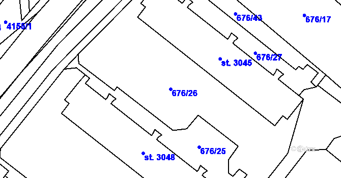 Parcela st. 676/26 v KÚ Dvůr Králové nad Labem, Katastrální mapa