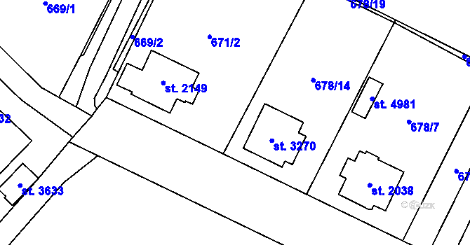 Parcela st. 678/15 v KÚ Dvůr Králové nad Labem, Katastrální mapa