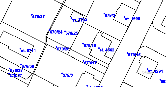 Parcela st. 679/16 v KÚ Dvůr Králové nad Labem, Katastrální mapa