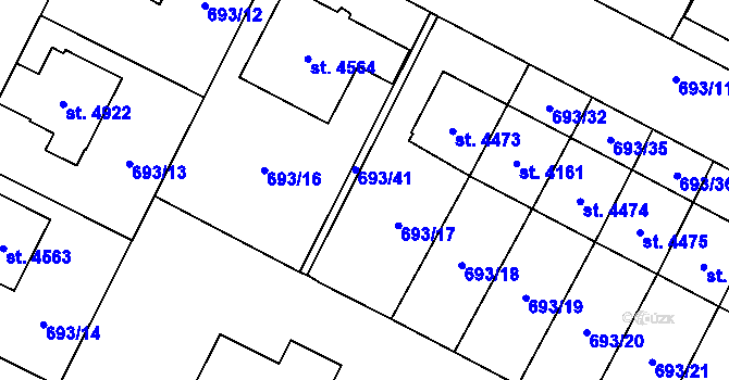 Parcela st. 693/31 v KÚ Dvůr Králové nad Labem, Katastrální mapa