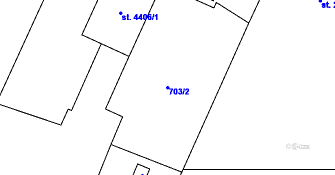 Parcela st. 703/2 v KÚ Dvůr Králové nad Labem, Katastrální mapa