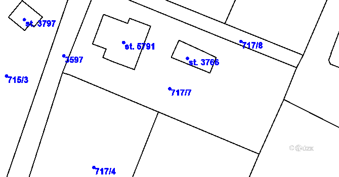 Parcela st. 717/7 v KÚ Dvůr Králové nad Labem, Katastrální mapa