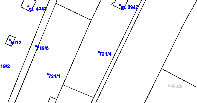 Parcela st. 721/4 v KÚ Dvůr Králové nad Labem, Katastrální mapa