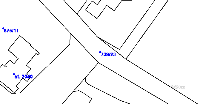 Parcela st. 739/23 v KÚ Dvůr Králové nad Labem, Katastrální mapa