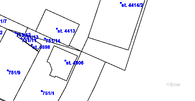 Parcela st. 748/11 v KÚ Dvůr Králové nad Labem, Katastrální mapa