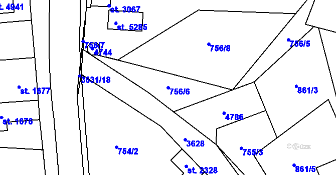 Parcela st. 756/6 v KÚ Dvůr Králové nad Labem, Katastrální mapa