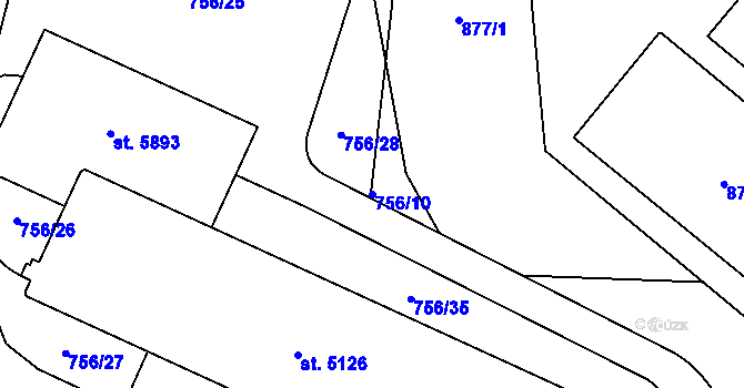 Parcela st. 756/10 v KÚ Dvůr Králové nad Labem, Katastrální mapa