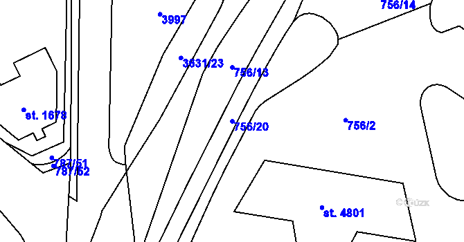 Parcela st. 756/20 v KÚ Dvůr Králové nad Labem, Katastrální mapa