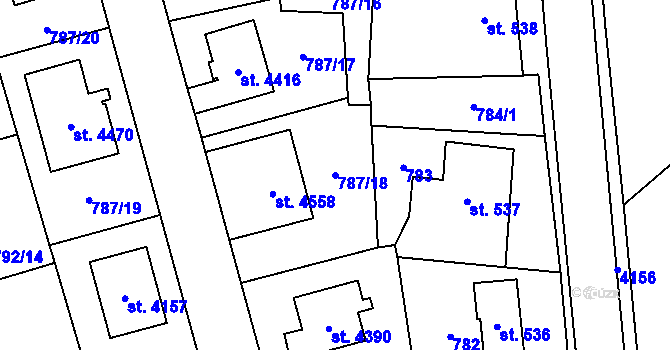 Parcela st. 787/18 v KÚ Dvůr Králové nad Labem, Katastrální mapa