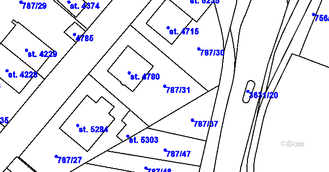 Parcela st. 787/31 v KÚ Dvůr Králové nad Labem, Katastrální mapa