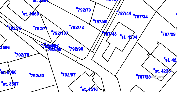 Parcela st. 787/46 v KÚ Dvůr Králové nad Labem, Katastrální mapa