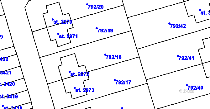 Parcela st. 792/18 v KÚ Dvůr Králové nad Labem, Katastrální mapa
