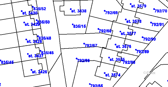 Parcela st. 792/67 v KÚ Dvůr Králové nad Labem, Katastrální mapa