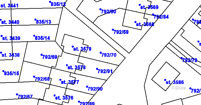 Parcela st. 792/70 v KÚ Dvůr Králové nad Labem, Katastrální mapa