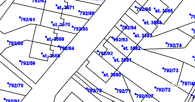 Parcela st. 792/92 v KÚ Dvůr Králové nad Labem, Katastrální mapa