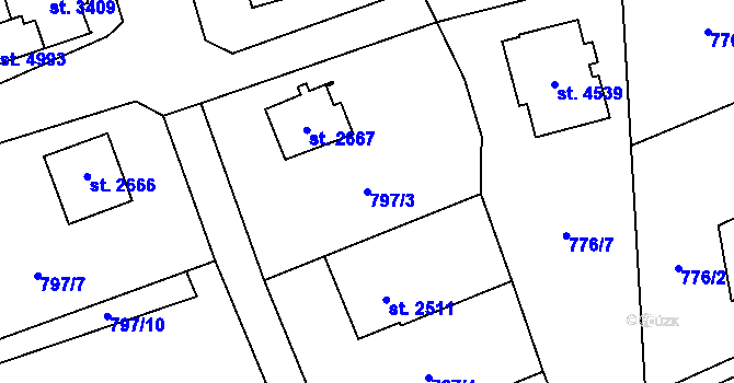 Parcela st. 797/3 v KÚ Dvůr Králové nad Labem, Katastrální mapa