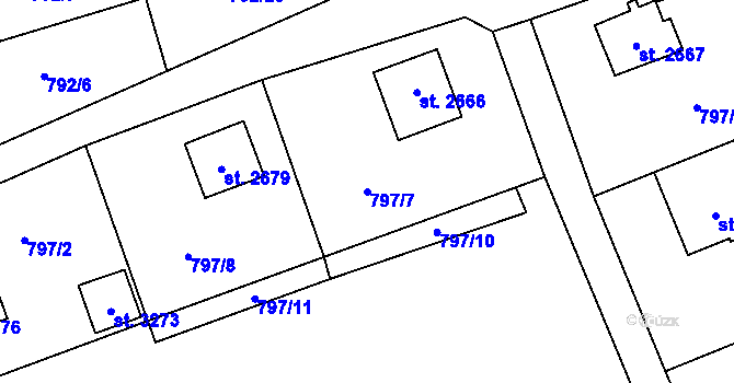 Parcela st. 797/7 v KÚ Dvůr Králové nad Labem, Katastrální mapa