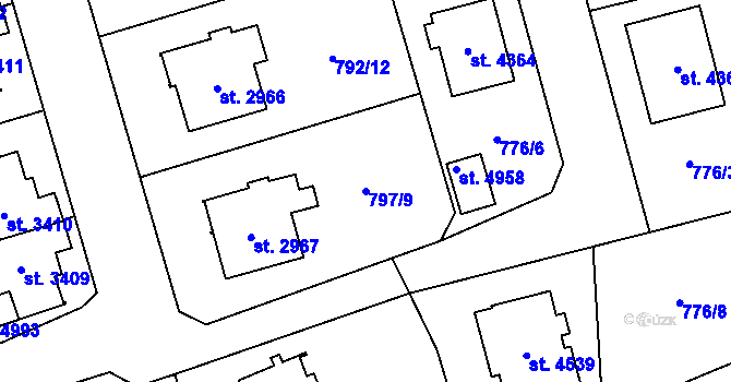 Parcela st. 797/9 v KÚ Dvůr Králové nad Labem, Katastrální mapa