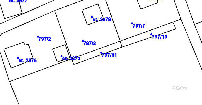 Parcela st. 797/11 v KÚ Dvůr Králové nad Labem, Katastrální mapa