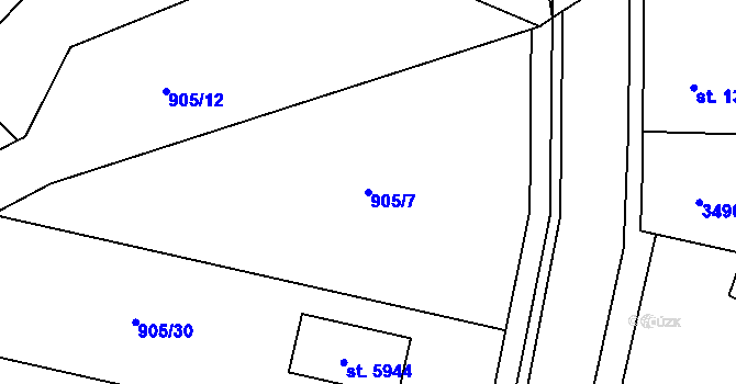 Parcela st. 905/7 v KÚ Dvůr Králové nad Labem, Katastrální mapa