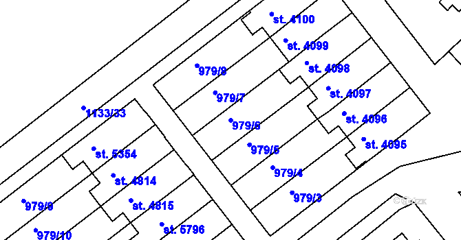 Parcela st. 979/6 v KÚ Dvůr Králové nad Labem, Katastrální mapa