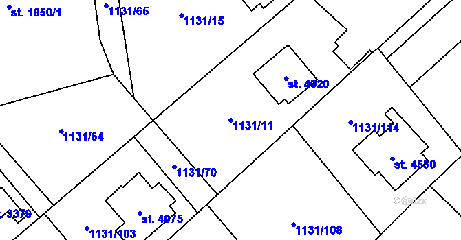 Parcela st. 1131/11 v KÚ Dvůr Králové nad Labem, Katastrální mapa