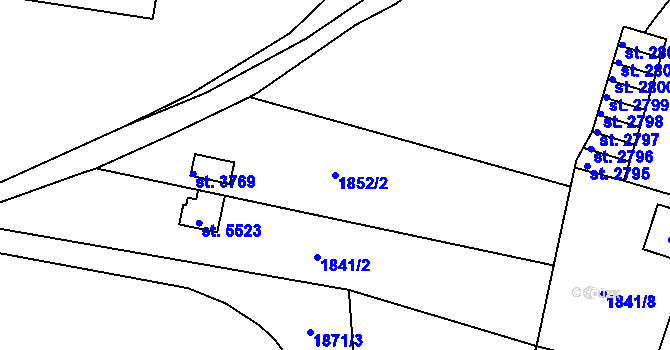 Parcela st. 1852/2 v KÚ Dvůr Králové nad Labem, Katastrální mapa