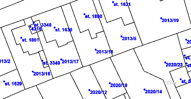 Parcela st. 2013/18 v KÚ Dvůr Králové nad Labem, Katastrální mapa