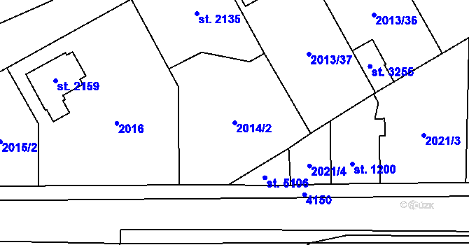 Parcela st. 2014/2 v KÚ Dvůr Králové nad Labem, Katastrální mapa