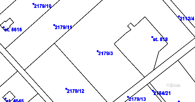 Parcela st. 2179/3 v KÚ Dvůr Králové nad Labem, Katastrální mapa