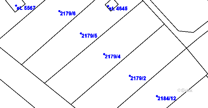 Parcela st. 2179/4 v KÚ Dvůr Králové nad Labem, Katastrální mapa