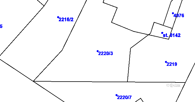 Parcela st. 2220/3 v KÚ Dvůr Králové nad Labem, Katastrální mapa