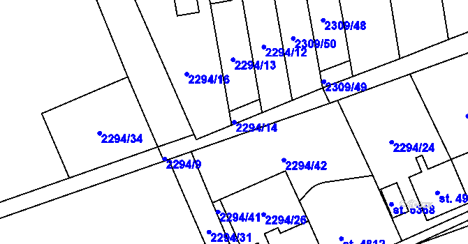 Parcela st. 2294/14 v KÚ Dvůr Králové nad Labem, Katastrální mapa
