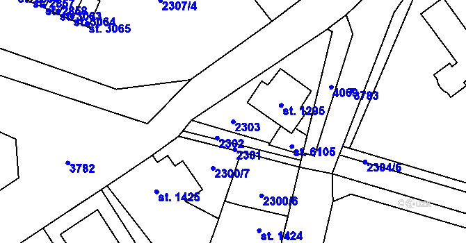Parcela st. 2303 v KÚ Dvůr Králové nad Labem, Katastrální mapa