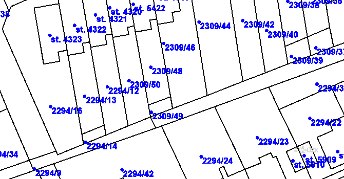 Parcela st. 2309/47 v KÚ Dvůr Králové nad Labem, Katastrální mapa