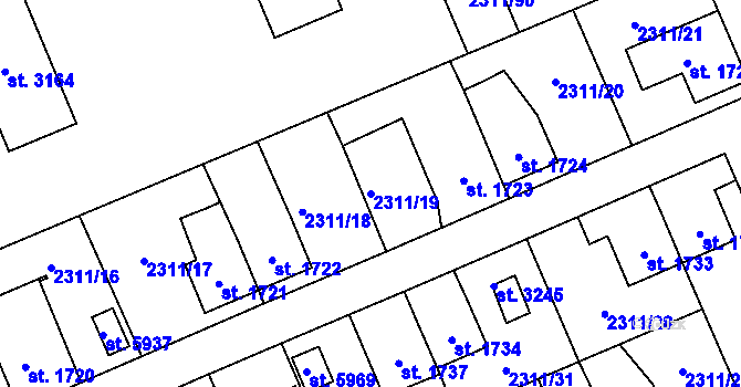 Parcela st. 2311/19 v KÚ Dvůr Králové nad Labem, Katastrální mapa
