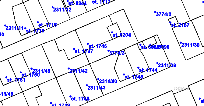Parcela st. 2311/41 v KÚ Dvůr Králové nad Labem, Katastrální mapa