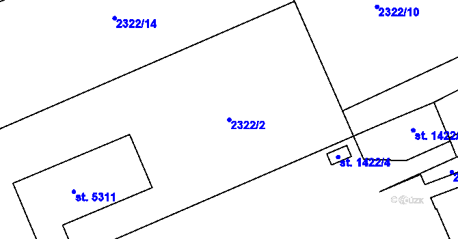 Parcela st. 2322/2 v KÚ Dvůr Králové nad Labem, Katastrální mapa