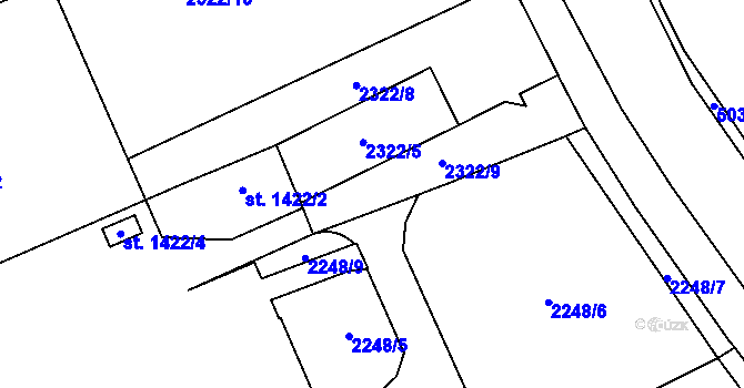 Parcela st. 2322/3 v KÚ Dvůr Králové nad Labem, Katastrální mapa