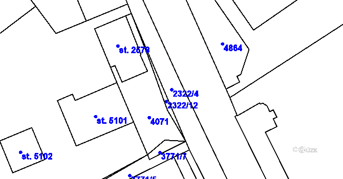 Parcela st. 2322/4 v KÚ Dvůr Králové nad Labem, Katastrální mapa