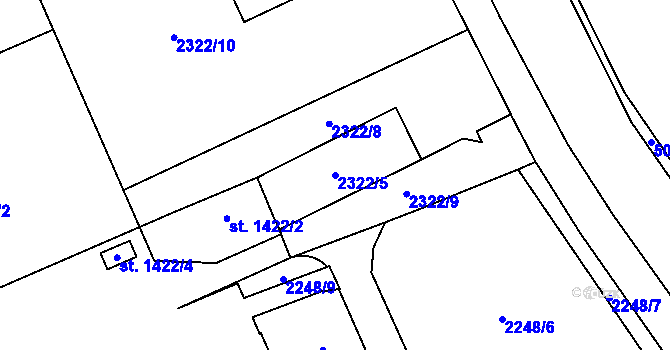 Parcela st. 2322/5 v KÚ Dvůr Králové nad Labem, Katastrální mapa